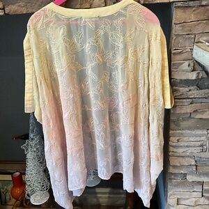 Gypsy 05 M Silk Indie Embroidered Concert Open Cardi Topper Ombré Pink Lavender